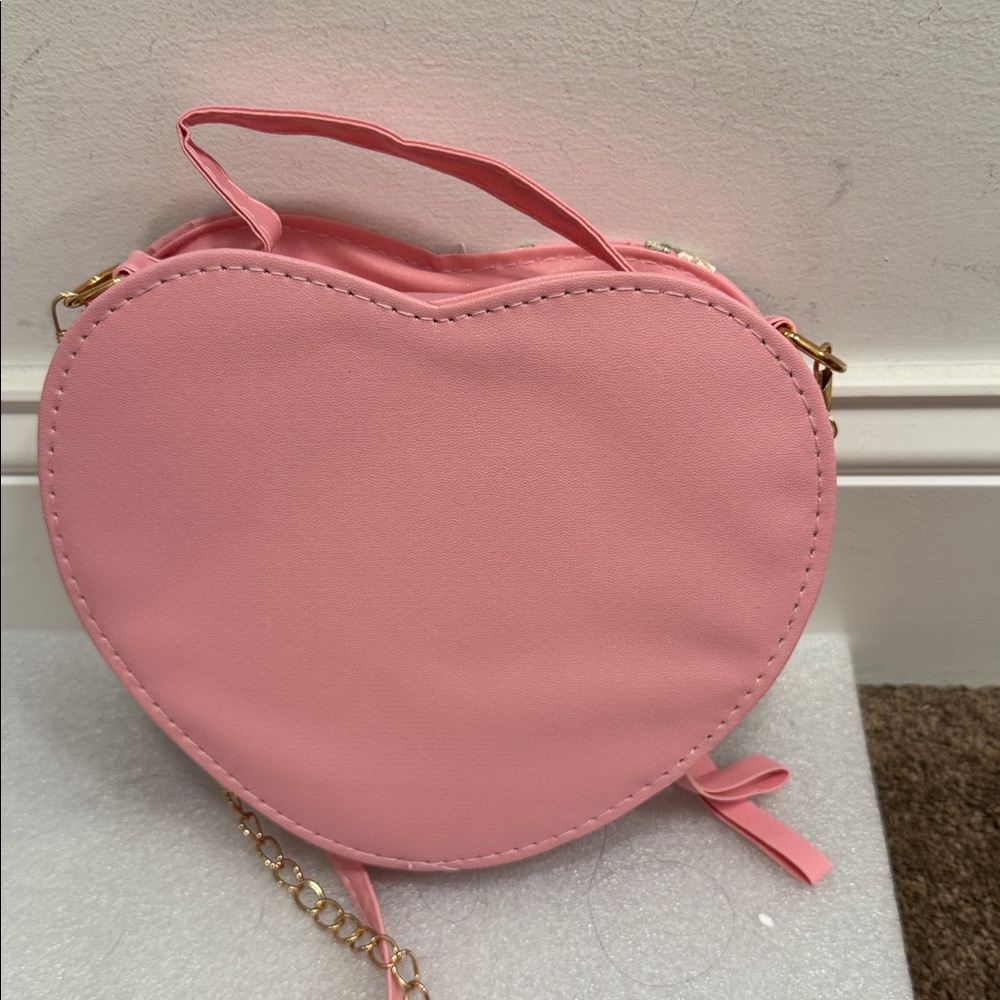 Pink Heart-Shaped floral Embroidered crossbody shoulder bag purse - Picture 3 of 5